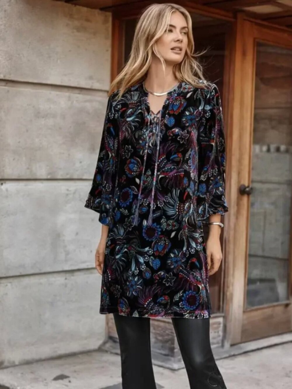 NEW Johnny Was Rayon Silk Vibrant Floral Tie Front Kimono Dress Size Small